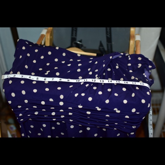 Gorgeous purple silky polka dot midi dress, 14 - Picture 4 of 7